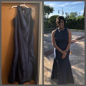 Midnight Blue Dupioni Bow Back Trumpet